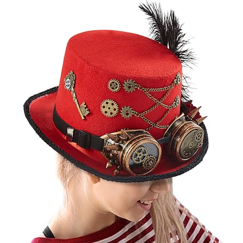 Steampunk-Hut – Vintage Brille Gothic Zylinder – Filz verstellbares Outfit für Männer Frauen Teenager Erwachsene Theater Zirkus Aufführungen Cosplay Steampunk-Hut – Vintage Brille Gothic Zylinder – Filz verstellbares Outfit für Männer Frauen Teenager Erwachsene Theater Zirkus Aufführungen Cosplay von Generisch
