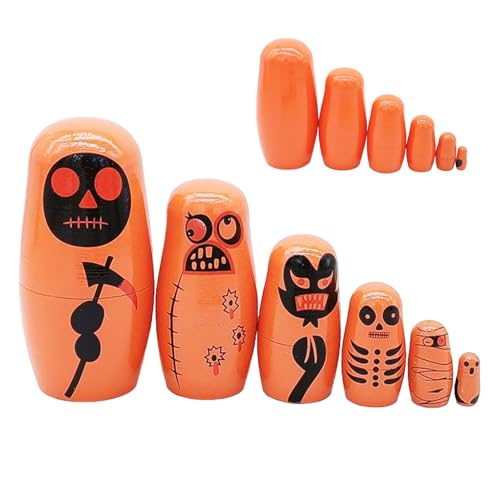 Steckpuppen Für Kleinkinder,6-teiliges Holz Halloween Nesting Dolls Set | Holzspielzeug Für Kinder Mädchen Geschenk Steckpuppen Für Kleinkinder,6-teiliges Holz Halloween Nesting Dolls Set | Holzspielzeug Für Kinder Mädchen Geschenk von Generisch