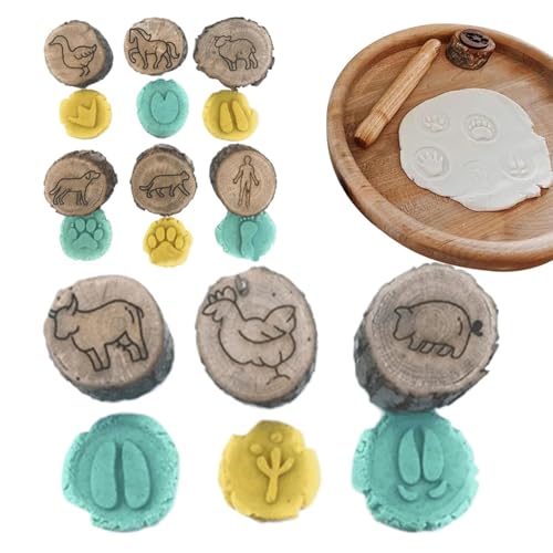 Stempel Für Kinder, Tierspuren Kinderstempel Lernspielzeug, Lernspielzeug Aus Holz, Kreative Tiere Fußabdruckstempel, Interessante Geschenke Für Tierliebhaber (B) von Generisch