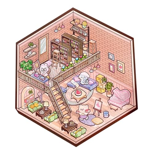 Generisch Sticker Scene - Hand Account Stickers | Scrapbook Decals Effect | Make Your Own House Stickers, Hand Account Stickers for Kids - Cabin Scene Decals, Cartoon Small Pet House Decals for Kids von Generisch