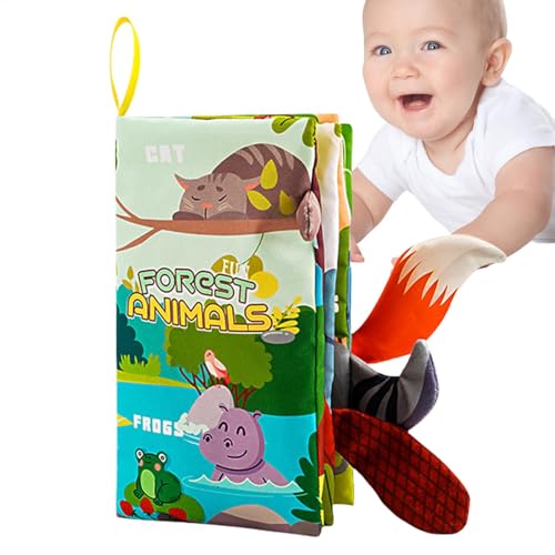 Stoffbücher für Babys,Baby-Stoffbücher - Berühren und fühlen Sie Babybücher mit -Tieren und Schwänzen - Cartoon quietschendes sensorisches Aktivitätsspiel Lernspielzeug mit Griff für Kleinkinder im Al Stoffbücher für Babys,Baby-Stoffbücher - Berühren und fühlen Sie Babybücher mit -Tieren und Schwänzen - Cartoon quietschendes sensorisches Aktivitätsspiel Lernspielzeug mit Griff für Kleinkinder im Al von Generisch