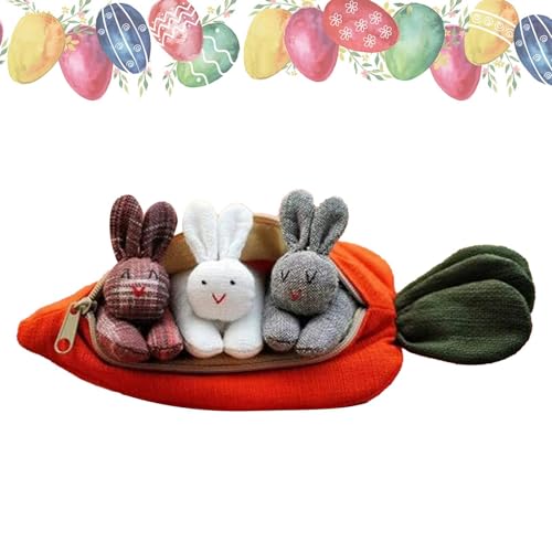 Stoffed Bunny mit Karotte, 3 in Karottengeldbörsen - DREI Bunnies Osterpuppe Karotte | Urlaubsbedarf, Osterdekoration, Kinderspielzeug mit Reißverschluss für die Heimreisen Stoffed Bunny mit Karotte, 3 in Karottengeldbörsen - DREI Bunnies Osterpuppe Karotte | Urlaubsbedarf, Osterdekoration, Kinderspielzeug mit Reißverschluss für die Heimreisen von Generisch