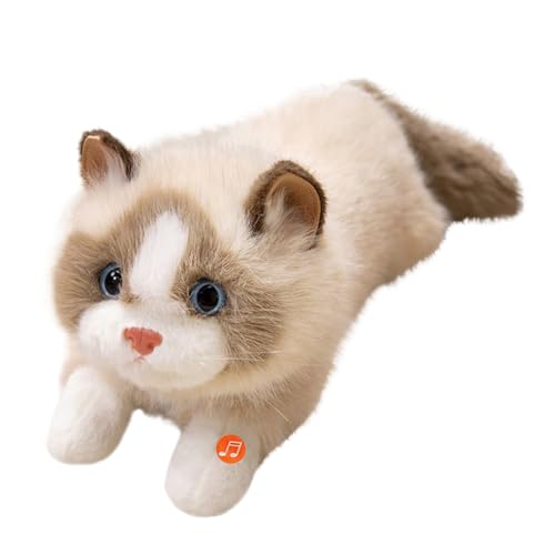 Stofftier Katze - Stofftier Katze Plüschtier Niedliche Puppe - Deko Mit Sound Für Schlafzimmer Wohnzimmer Weihnachten Geburtstag Klassenpreis Mädchen Kinder von Generisch