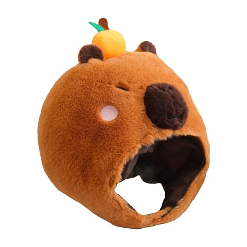 Stofftier Party Hüte Mode Orange Capybara Kopfbedeckung Neuheit Cosplay Zubehör für Halloween Weihnachten Geburtstag Ostern von Generisch