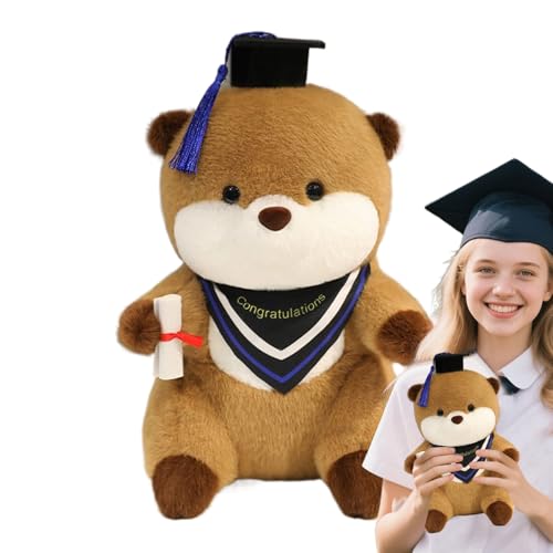Stofftier zum Schulabschluss, süßer Schulabschlussbär mit und Diplom, Cartoon-Plüschtier für Kinder und Erwachsene, lustige Stoffbärpuppe für Schulabgänger im Kindergarten und in der High School von Generisch