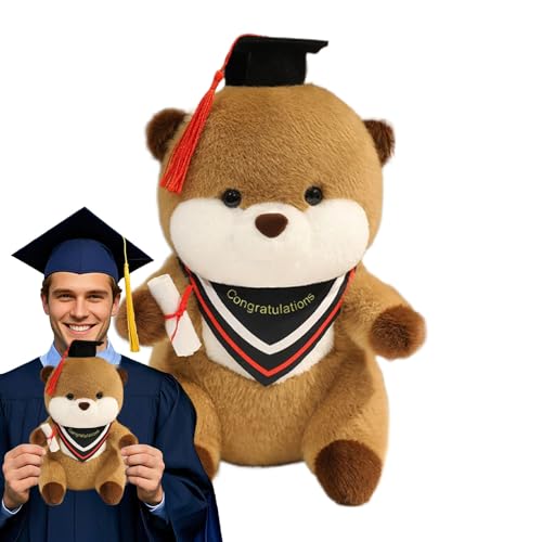 Stofftier zum Schulabschluss, süßer Schulabschlussbär mit und Diplom, Cartoon-Plüschtier für Kinder und Erwachsene, lustige Stoffbärpuppe für Schulabgänger im Kindergarten und in der High School von Generisch
