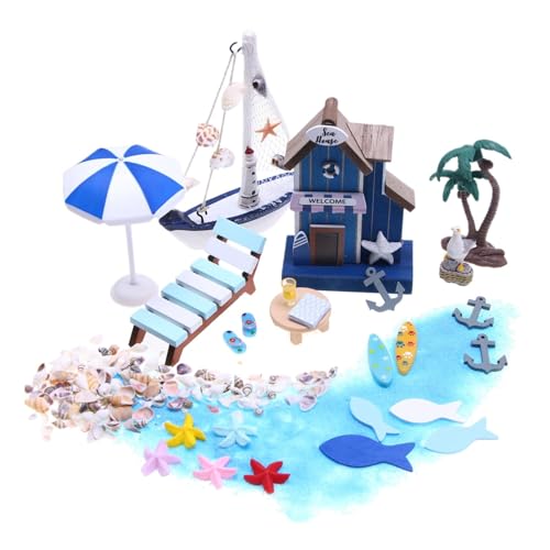 Strand Miniaturhaus - Miniatur Puppenhaus Strand Set | Miniatur Strandhaus | Miniatur Strandhaus Kit | 26 Stück Dekoration Kleines Puppenhaus | Meer Thema Strandhaus für Thanksgiving Strand Miniaturhaus - Miniatur Puppenhaus Strand Set | Miniatur Strandhaus | Miniatur Strandhaus Kit | 26 Stück Dekoration Kleines Puppenhaus | Meer Thema Strandhaus für Thanksgiving von Generisch