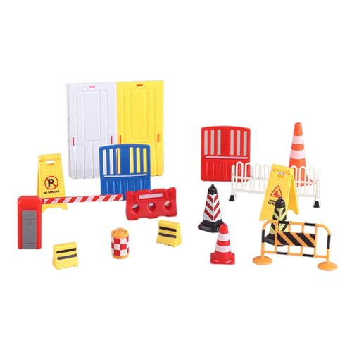Straßenspielzeug - Verkehrszubehör Playset | 17 Stück Pädagogische Rollenspiele Konstruktion Requisiten Mit Mini -Zapfen, Zebrastreifen Signale, Puppenhaus Gnome Site -Zeichen, Einfallsreiches Spiel L von Generisch