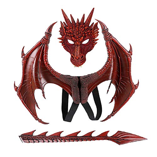 Students Drachenflügel Schwanzmaske Kostüm Set - Halloween Party Cosplay Zubehör für Teenager in Rot Students Drachenflügel Schwanzmaske Kostüm Set - Halloween Party Cosplay Zubehör für Teenager in Rot von Generisch