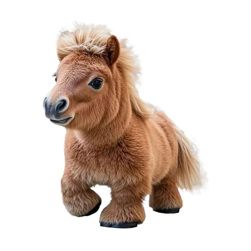 Stuffed Horse Plush Toy, Interactive Moving Sound Plush, Soft Cuddly Companion, Realistic Neighing, Walking Action, Electronic Pet Toy for Boys and Girls, Synthetic Leather von Generisch