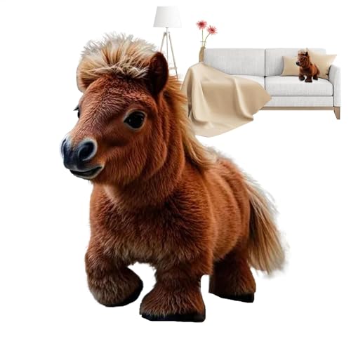 Stuffed Horse Plush Toy, Interactive Moving Sound Plush, Soft Cuddly Companion, Realistic Neighing, Walking Action, Electronic Pet Toy for Boys and Girls, Synthetic Leather von Generisch