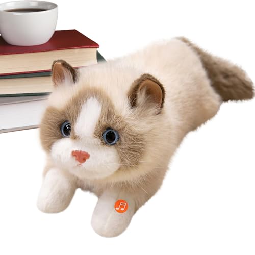 Süße Katze Plüsch,Stofftier Katze Plüschtier Niedliche Puppe - Deko Mit Sound Für Schlafzimmer Wohnzimmer Weihnachten Geburtstag Klassenpreis Mädchen Kinder von Generisch