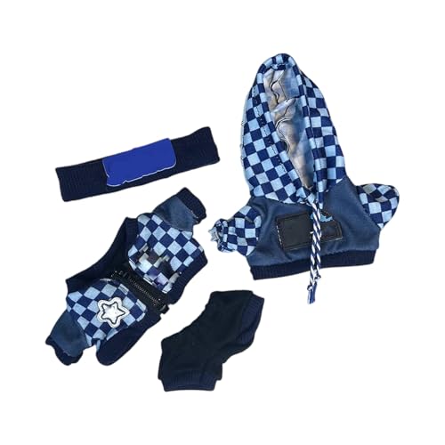 Süße Minipuppe Kleidung für Puppe, Passende Kleidung für die Plüsch Toy, Outfit mit Zubehör, Kleidung Set für 15cm große original Puppe (Dark Blue) von Generisch