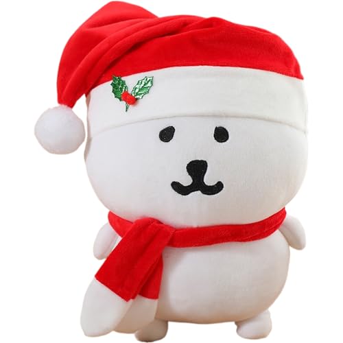 Süße Weihnachtsbärenpuppe,Weihnachtsbärenpuppe - Plüsch-Stofftier, süße weiße Bären-Weihnachtspuppen | Sammelbare Weihnachtsornamente, schönes Dekokissen für das Wohnzimmer von Generisch