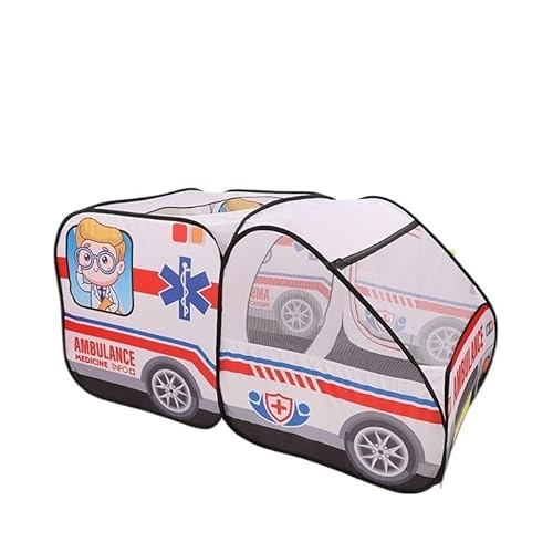 Super großes Kinderzelt, Cartoon-Auto-Themenzelt, für drinnen und draußen, Spielhaus, automatisch und bequem (Krankenwagen) von Generisch