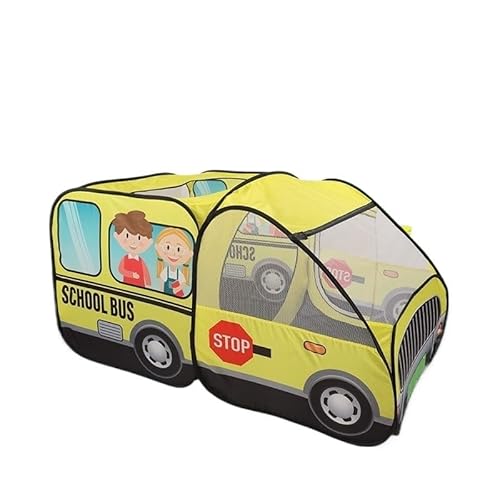 Super großes Kinderzelt, Cartoon-Auto-Themenzelt, für drinnen und draußen, Spielhaus, automatisch und bequem (Schulbus) von Generisch