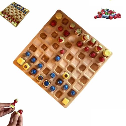 Sweety Waffel Schachset, Waffeln und Toppings Schachset, Goldbraunes Waffel Schachbrett mit Blaubeerbutterbrigade und Erdbeer-Kurzstapel, Squad für Familie und Freunde von Generisch