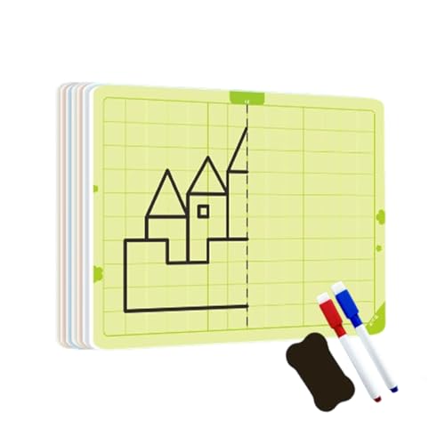 Symmetry Drawing Kids, Erasable Educational Drawing Board Toy Set, Concentration Training Tool Children Boys Girls, Fun Activity Board, Perfect for Creativity and Focuss, 14x10cm Blue Yellow Orange von Generisch