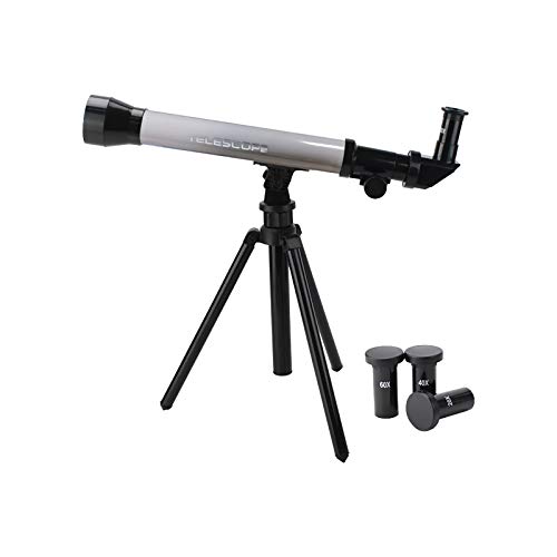 T ragbares Teleskop für K inder, Teleskop Astronomie für K inder Refraktor Teleskop, mit Verstellbarem Stativ und 20X 40X 60X Sucher Vergrößerung Fernrohr, Zum Beobachten Von Mond (Grey, One Size) von Generisch