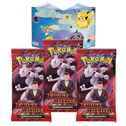 TCGUnlimited Bundle aus 3X PKM KP10 Ewige Rivalen Booster & 1x Tauschalbum klein von Generisch