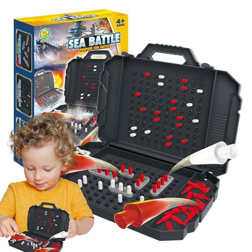 Tabletop-Kriegsschiffe-Spiel, Seeschlacht-Brettspiel - Interaktives Kampfstrategiespiel, Familienbrettspiele - Strategie-Brettspiele Tragbare Klassische Brettspiele für Familientreffen von Generisch