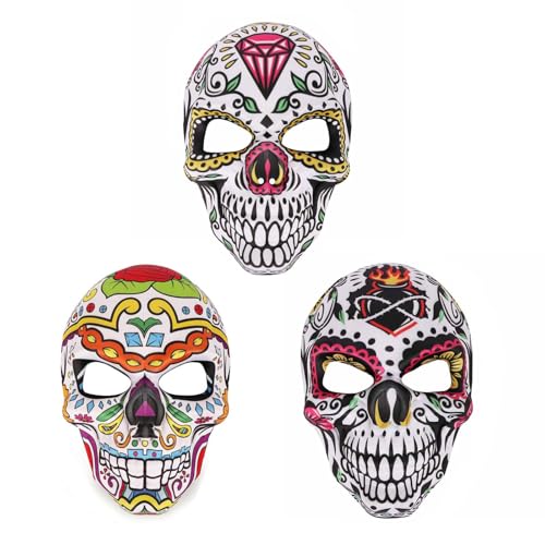 Tag der Toten Maske Vollgesichtsmaske Sugar Skull Design Mexikanisches Halloween Cosplay für Erwachsene Partys von Generisch