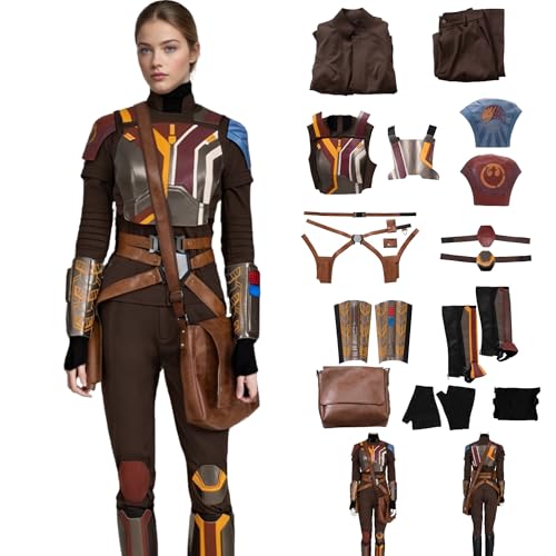 Tano Syndulla Friend Kostüm für Cosplay, Kampfanzug, komplettes Set mit Rüstung und Tasche für Halloween, Comic-Con (Braun, XS) von Generisch