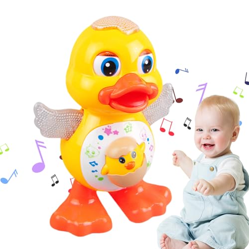 Tanzende Duck Toy - 13,5x11.2x19cm ABS, Batteriebetriebener Musikcartoon Mit LED -Leuchten | Frühes Krabbeln, Sensorisches Spiel, Kinderwagen -Bodenexploration, Heimwagensitz von Generisch