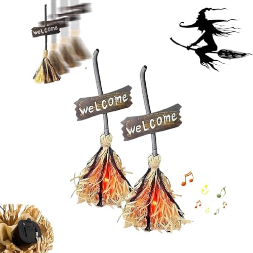 Tanzende Hexenbesen, Halloween-Magie-Besen, Schwebende, Sich Bewegende, Spukende Tanzbesen Mit Gruseligem Lachen, Für Halloween-Dekoration (2pcs) von Generisch
