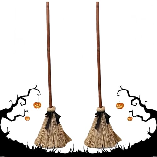 Tanzender Hexenbesen, Geisterhafter schwebender Besen, Animierte, bewegliche Besenstiele mit gruseligen Geräuschen, Halloween-Requisiten, Wohndeko für drinnen und draußen (2 STÜCK) von Generisch