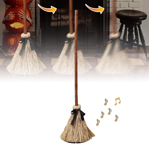 Tanzender Hexenbesen, schwebende bewegliche Spukbesen mit gruseligem Lachen, Halloween schwebender Hexenbesen, für Halloweens Dekoration Tanzender Hexenbesen, schwebende bewegliche Spukbesen mit gruseligem Lachen, Halloween schwebender Hexenbesen, für Halloweens Dekoration von Generisch