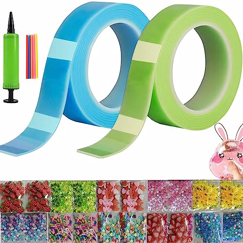 Tape Bubbles Nano Bubble Tape Bubble Kit, Magisches Bubble Tape für Geburtstagsgeschenke, Bubble DIY Bastelset, Transparentes Set mit Inflator und Bubble Filler 20 Packungen (Blue + Green) von Generisch