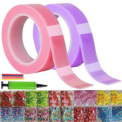 Tape Bubbles Nano Bubble Tape Seifenblasen-Set, 20 Packung Magisches Seifenblasen-Klebeband für Geburtstagsgeschenke, Seifenblasen-DIY-Bastelset mit Inflator und Seifenblasenfüller (B) von Generisch
