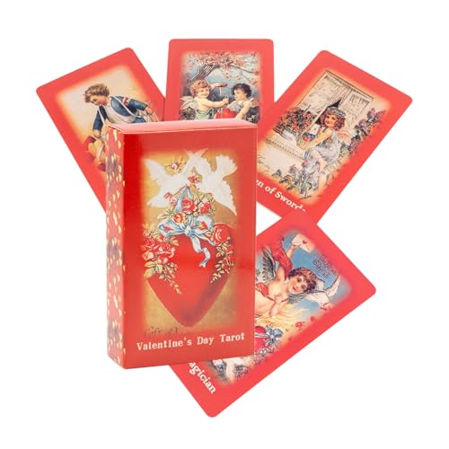 Tarot-Deck, Orakelkarten, Wahrsagungsspiel, Englisches Schicksalsbrett-Set mit Valentins-Thema für Familienfeier Unterhaltung Erwachsene Anfänger Glück Lesespaß Sammler Hexenwerkzeug Spirituelle von Generisch