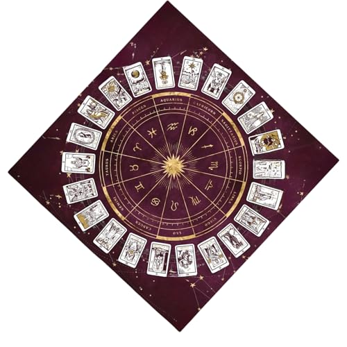 Tarot-Lesematte | Wahrsagetuch | Quadratisches Flanell-Tarot-Lesetuch für Orakelkarten (M, 50 x 50 cm) | Metaphysische Astrologie-Tischdecke, wendbar, von Generisch
