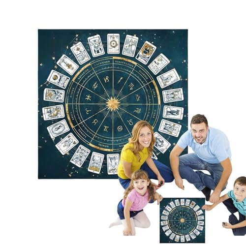 Tarot-Lesematte | Wahrsagetuch | Quadratisches Flanell-Tarot-Lesetuch für Orakelkarten (M, 50 x 50 cm) | Metaphysische Astrologie-Tischdecke, wendbar, von Generisch