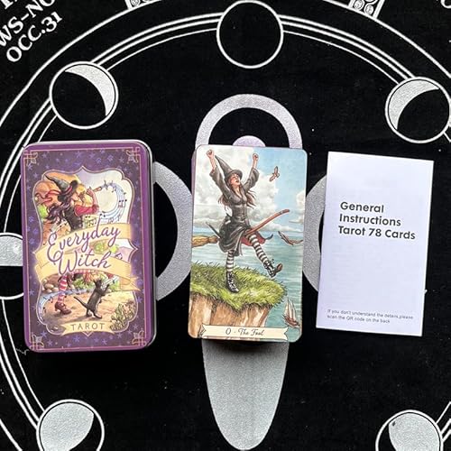 Tarot-Orakelkarten mit Eisen-Box und englischer Bedienungsanleitung, 10,2 x 6,1 cm (Everyday Witch Tarot) von Generisch