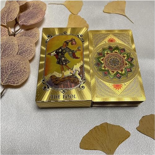 Tarotkarten-Deck mit Anleitung, 78 luxuriöse Goldfolien-Karten für Anfänger, Wahrsagungswerkzeug, wasserdicht und knitterfrei, mit exquisiter Box für Anfänger – 45Hao Tarotkarten-Deck mit Anleitung, 78 luxuriöse Goldfolien-Karten für Anfänger, Wahrsagungswerkzeug, wasserdicht und knitterfrei, mit exquisiter Box für Anfänger – 45Hao von Generisch