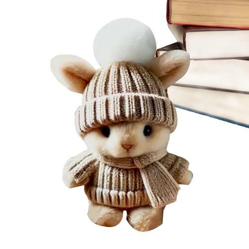 Taschenhase - Gestricktes Häschen | Plüschhase Mit Strickmütze | Osterplüsch Kaninchen | Plüschtier Kaninchenpuppe | Gestricktes Häschen Set | Emotionale Unterstützung Positiver Häkelhasen von Generisch