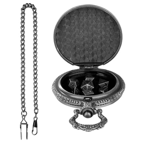 Taschenuhr Muschelgehäuse,Vintage Würfel Taschenuhr, Vintage Steampunk Brettspiele, Exquisites Würfelset im Retro-Stil zum Spielen von Würfeln für Partys und Picknicks von Generisch