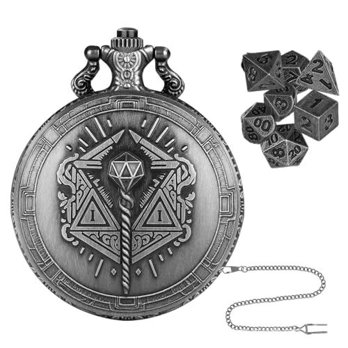 Taschenuhr-Würfel-Set, Würfel-Taschenuhr | Polyedrisches Würfelspielzeug Tragbares Würfelset,Steampunk-Brettspiel, 7 Stück, Metallwürfel, winzige Würfel, Zubehör für Tischplatte Taschenuhr-Würfel-Set, Würfel-Taschenuhr | Polyedrisches Würfelspielzeug Tragbares Würfelset,Steampunk-Brettspiel, 7 Stück, Metallwürfel, winzige Würfel, Zubehör für Tischplatte von Generisch