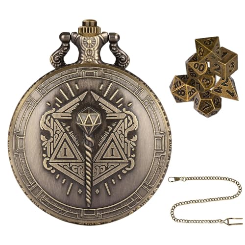 Taschenuhr-Würfel-Set, Würfel-Taschenuhr - Polyedrisches Würfelspielzeug Tragbares Würfelset - 7-teiliges Metallwürfel-Brettspiel Steampunk-Würfelzubehör für RPG von Generisch