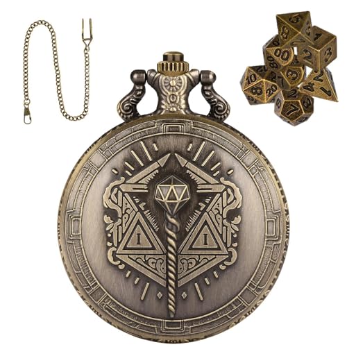 Taschenuhr-Würfel-Set, Würfel-Taschenuhr - Polyedrisches Würfelspielzeug Tragbares Würfelset - 7-teiliges Metallwürfel-Brettspiel Steampunk-Würfelzubehör für RPG von Generisch
