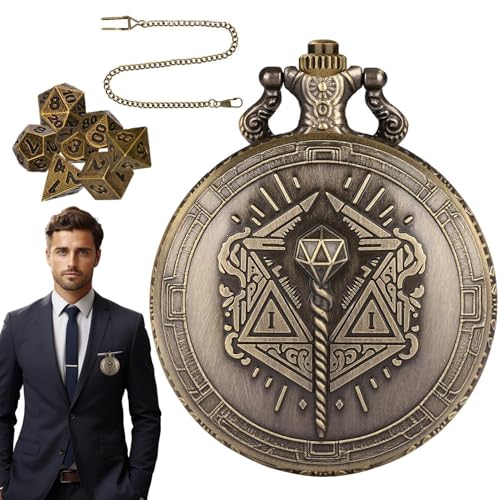 Taschenuhr-Würfel-Set, Würfel-Taschenuhr | Tragbares Würfelset mit Taschenuhr-Muschelwürfelspielzeug,7-teiliges Metallwürfel-Brettspiel Steampunk-Würfelzubehör für RPG von Generisch