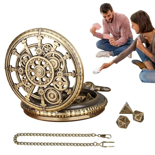 Taschenuhr-Würfel – Taschenuhr-Würfel-Set, Retro-Brettspiel-Würfel-Set |. Kleines Metall-Würfel-Set Für Rollenspiele Und Tischspiele, Tischspiel-Unterhaltungswürfel von Generisch