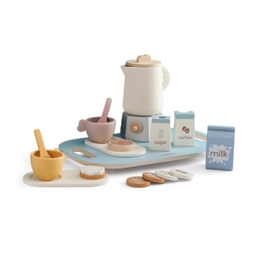 Teeparty-Set für Kinder, Teeset aus Holz für kleine Mädchen und Jungen, Kinderspielset Zubehör Teespielzeug Geschirrspüler von Generisch
