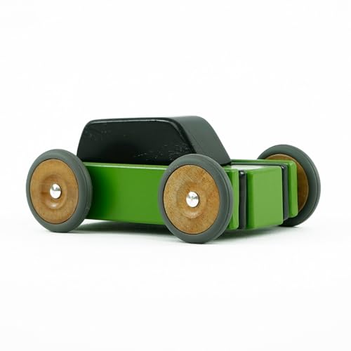 Tegu Compact Car Hatch Grün 15-teilig Magnetische Holzbausteine Holzset Holzspielzeug Holzauto Bausteine für Kinder von Generisch