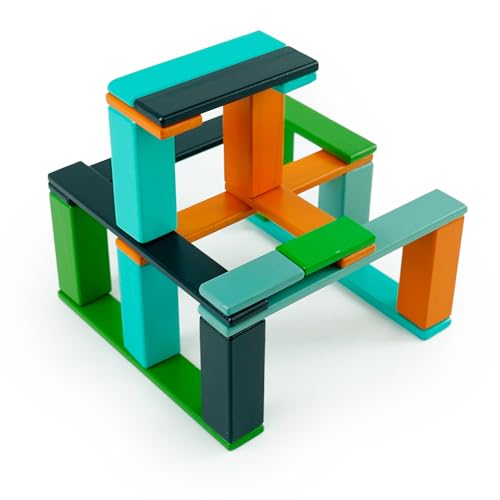 Tegu Magnetisches Entdeckerset Nelson Blau 22-teilig Magnetische Holzbausteine Holzset Holzspielzeug Bausteine für Kinder von Generisch