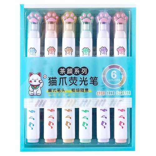 Textmarker Stifte Set - Tragbar Schnell Trocken Trocken Textmarker Set | Niedliche Katze Schreibstifte in Katzenform, Multifunktionales Schulzubehör für Karten Textmarker Stifte Set - Tragbar Schnell Trocken Trocken Textmarker Set | Niedliche Katze Schreibstifte in Katzenform, Multifunktionales Schulzubehör für Karten von Generisch