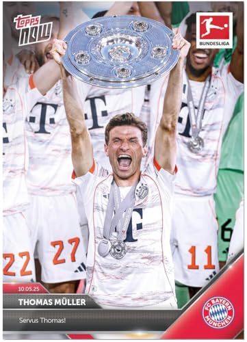 Thomas Müller nimmt am 10.05.2025 Abschied vor heimischem Publikum nach über 500 Bundesliga Spielen für den Rekordmeister, Servus Thomas!, Topps Now Fußball Sammelkarte 187 Thomas Müller nimmt am 10.05.2025 Abschied vor heimischem Publikum nach über 500 Bundesliga Spielen für den Rekordmeister, Servus Thomas!, Topps Now Fußball Sammelkarte 187 von Generisch
